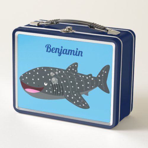 Cute whale shark happy cartoon illustration metal lunch box