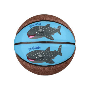 Cute whale shark happy cartoon illustration mini basketball