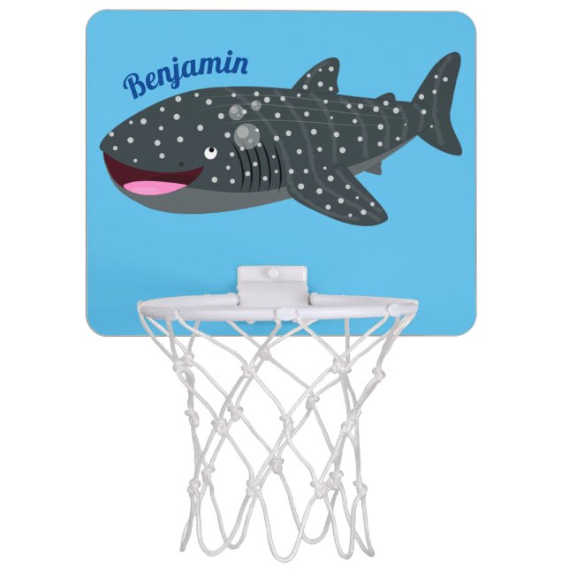 Cute whale shark happy cartoon illustration mini basketball hoop (Front)