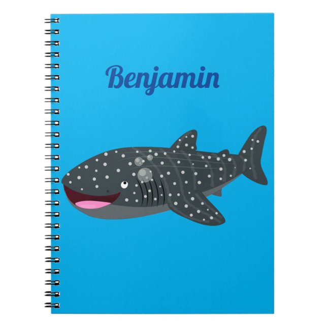 Cute whale shark happy cartoon illustration notebook (Front)