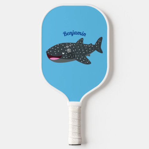 Cute whale shark happy cartoon illustration  pickleball paddle