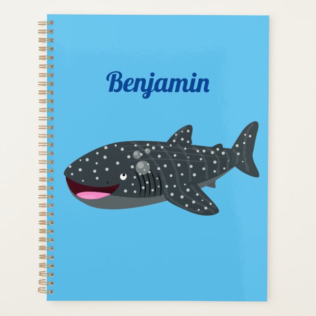 Cute whale shark happy cartoon illustration planner (Front)
