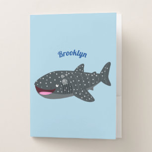 Cute whale shark happy cartoon illustration pocket folder