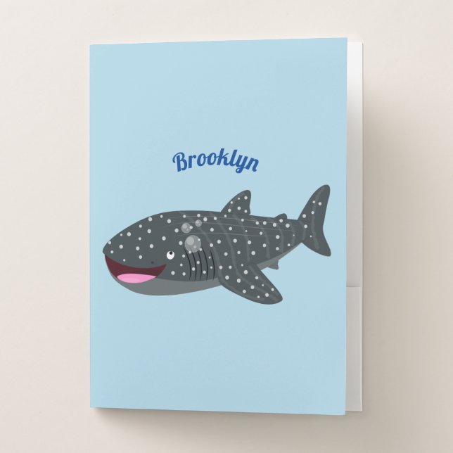 Cute whale shark happy cartoon illustration pocket folder (Front)