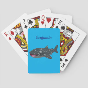 Cute whale shark happy cartoon illustration poker cards