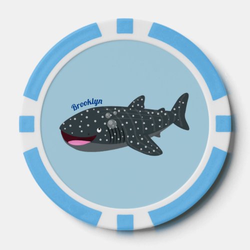 Cute whale shark happy cartoon illustration poker chips