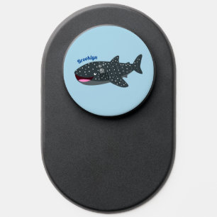 Cute whale shark happy cartoon illustration PopSocket