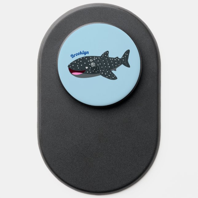 Cute whale shark happy cartoon illustration PopSocket (Popsocket)