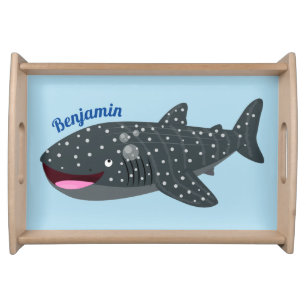 Cute whale shark happy cartoon illustration serving tray