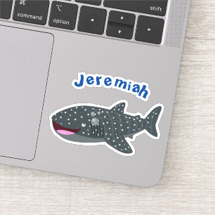 Cute whale shark happy cartoon illustration sticker