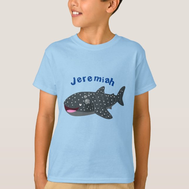 Cute whale shark happy cartoon illustration T-Shirt (Front)