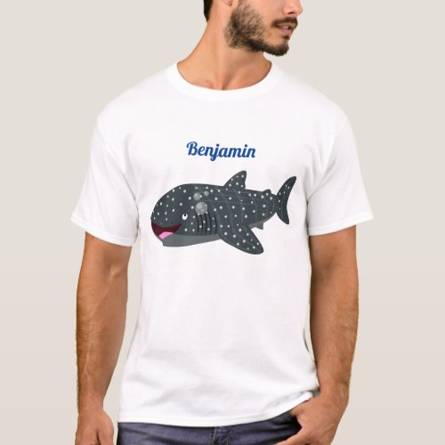 Cute whale shark happy cartoon illustration T_Shirt