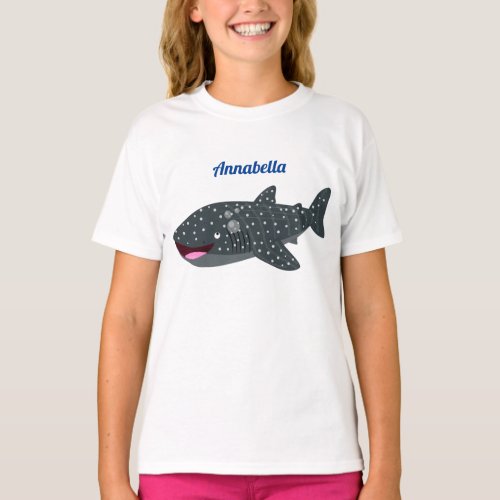 Cute whale shark happy cartoon illustration T_Shirt