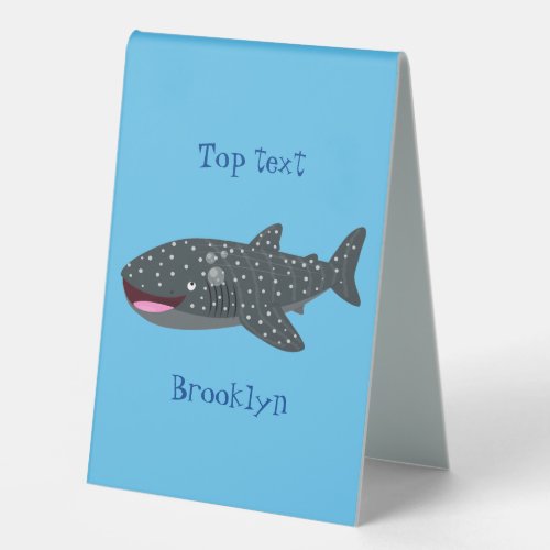 Cute whale shark happy cartoon illustration table tent sign