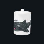 Cute whale shark happy cartoon illustration teapot<br><div class="desc">This cute whale shark is drawn in fun cartoon style. Bring some ocean fun to the day!</div>