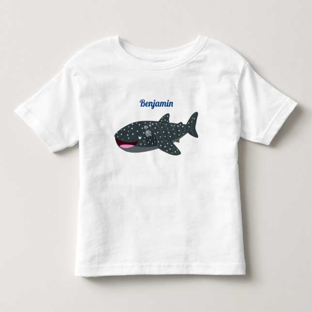 Cute whale shark happy cartoon illustration toddler t-shirt (Front)