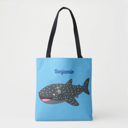 Cute whale shark happy cartoon illustration tote bag