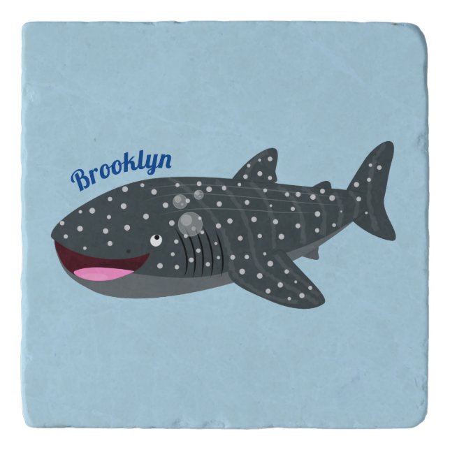 Cute whale shark happy cartoon illustration trivet (Front)