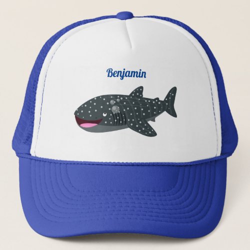 Cute whale shark happy cartoon illustration trucker hat