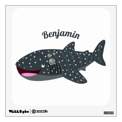 Cute whale shark happy cartoon illustration wall decal