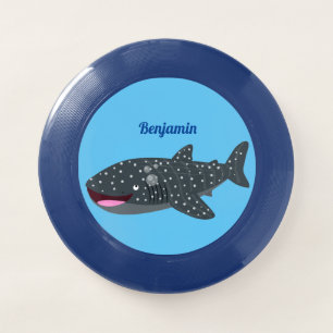 Cute whale shark happy cartoon illustration Wham-O frisbee