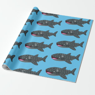 Cute whale shark happy cartoon illustration wrapping paper