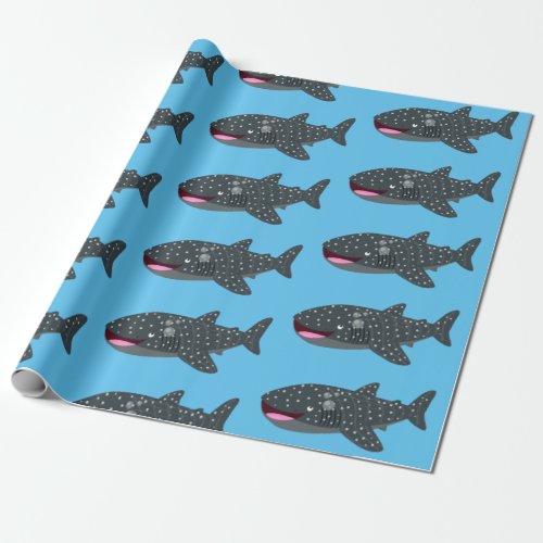 Cute whale shark happy cartoon illustration wrapping paper