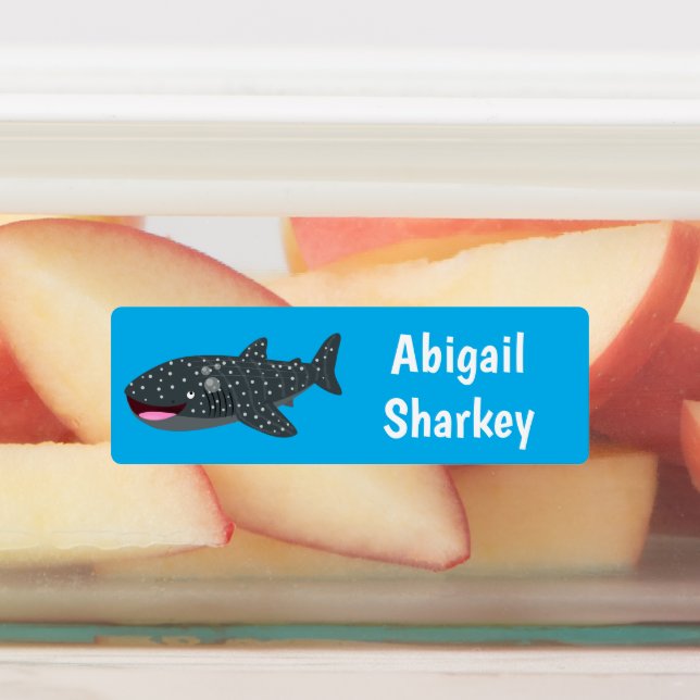 Cute whale shark happy cartoon personalized  labels (Affixed)