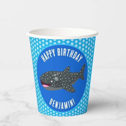 Cute whale shark personalized birthday cartoon paper cups
