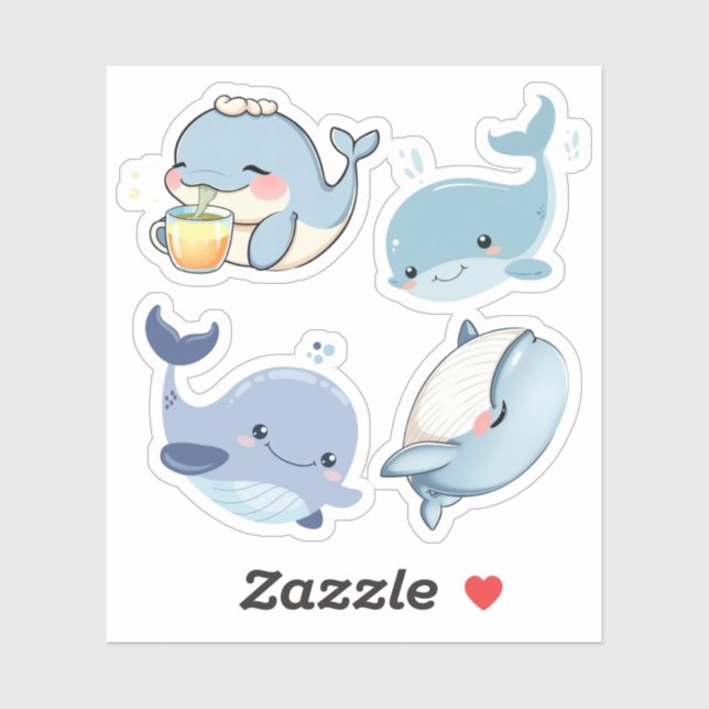 Cute Whale Sticker (Sheet)