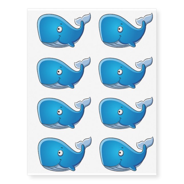 Cute Whale Temporary Tattoos (Front)