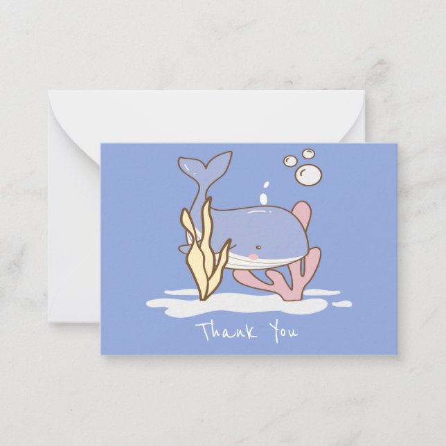 Cute Whale Thank You Note Card (Front)