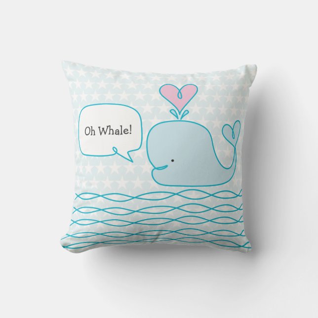 Cute Whale Throw Pillow (Front)