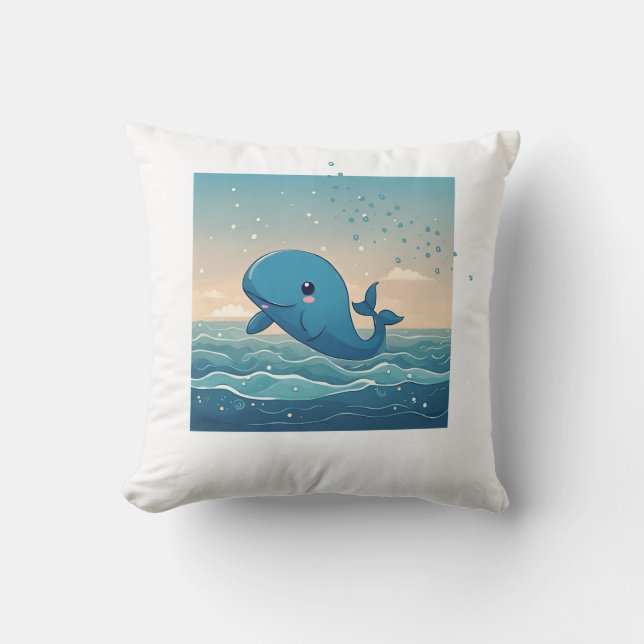 Cute Whale Throw Pillow (Front)