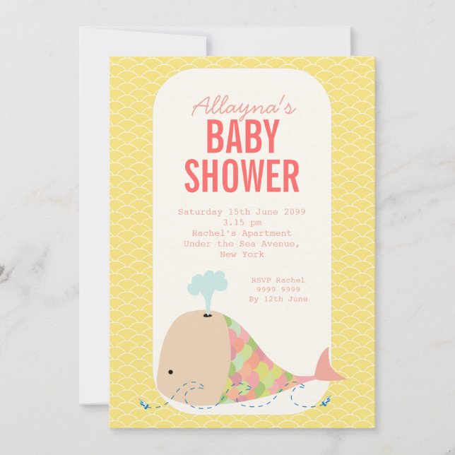 Cute Whale Under the Sea Baby Shower Party Invite (Front)