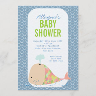 Cute Whale Under the Sea Baby Shower Party Invite