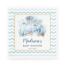 Cute Whale Under the Sea Nautical Baby Shower  Napkins