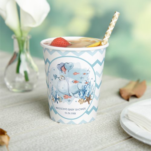 Cute Whale Under the Sea Nautical Baby Shower  Paper Cups