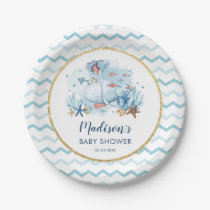 Cute Whale Under the Sea Nautical Baby Shower Paper Plates