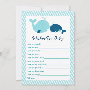 Cute Whale Wishes For Baby Advice Card