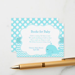 Cute Whale with Baby Blue Boy Baby Diaper Raffle Enclosure Card