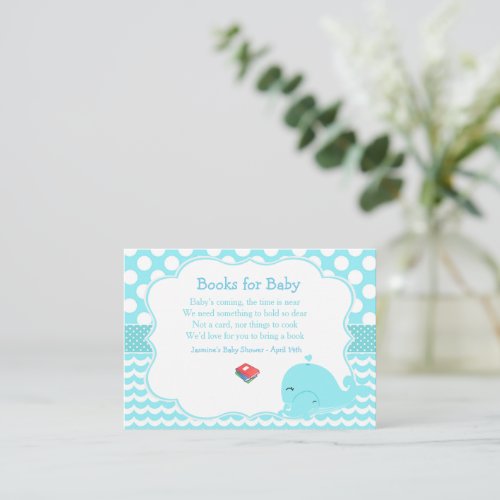 Cute Whale with Baby Blue Boy Baby Diaper Raffle Enclosure Card