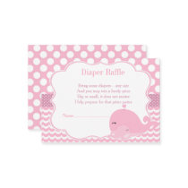Cute Whale with Baby Pink Girl Baby Diaper Raffle Enclosure Card
