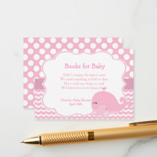 Cute Whale with Baby Pink Girl Baby Diaper Raffle Enclosure Card