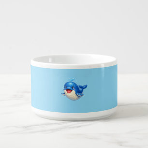 Cute Whale with Big Eyes Happy Ocean Animal Illust Bowl