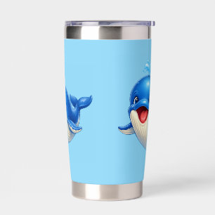 Cute Whale with Big Eyes Happy Ocean Animal Illust Insulated Tumbler