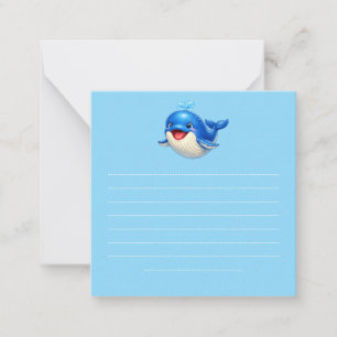 Cute Whale with Big Eyes Happy Ocean Animal Illust Note Card