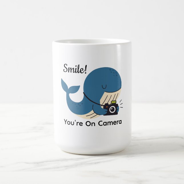 Cute Whale with Camera Coffee Mug (Center)