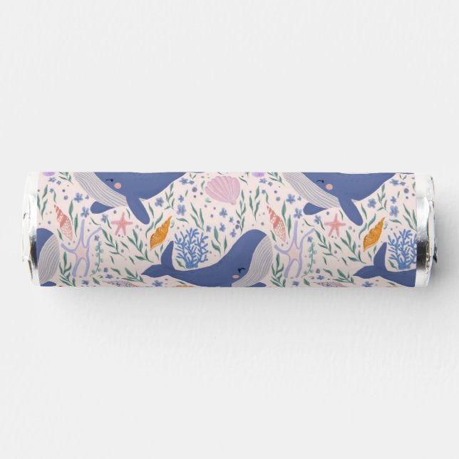Cute whale with corals and sea shell breath savers® mints (Front)