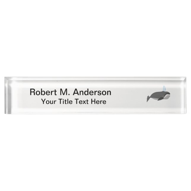 Cute Whale With Custom Text Name Plate (Front)